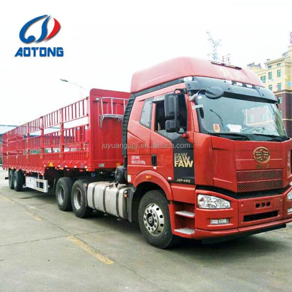Aotong 3 eixos Pecuária Loja Casa Bar vedação Cargo Semi-reboques com eixo de 13TON