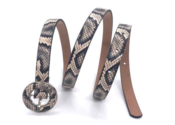 5/8(1CM) Width Women's Fashion Leather Belts / Snake Printed Leather Belts With Round Covered Buckle