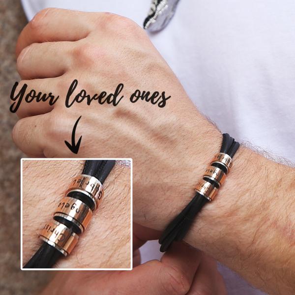 75MM 304 homens de couro de aço inoxidável gravou braceletes