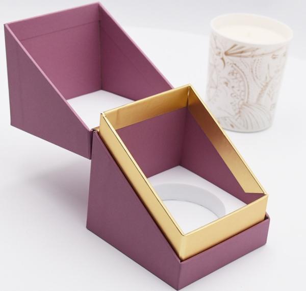 Decorative Organic Paper Candle Gift Box Folding Cardboard Packing Boxes With Foam Insert