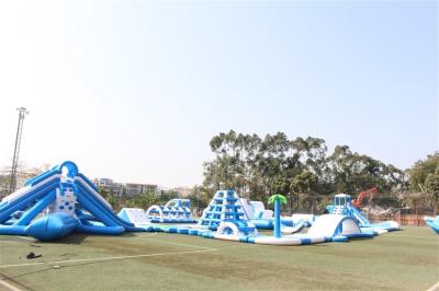 Blue White Giant Sea Inflatable Water Slide Water Park Obstacle Course
