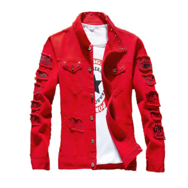 Men's Outdoor Denim Suit Single-Breasted Jackets with Polyester/Denim Blend Material