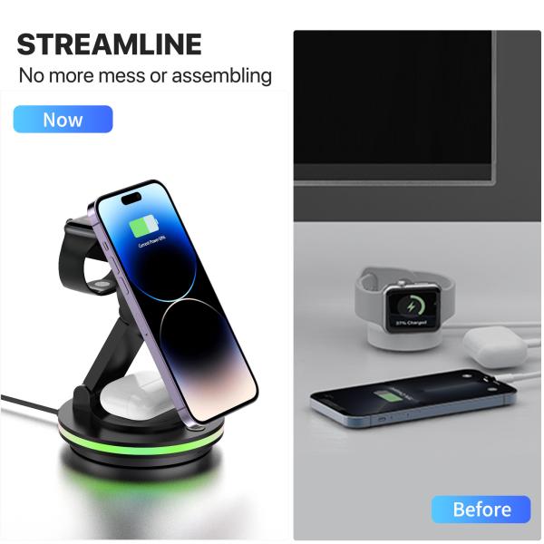 15W Fast Charger Foldable Wireless Charger Station Compatible with iPhone 15 14 13 12