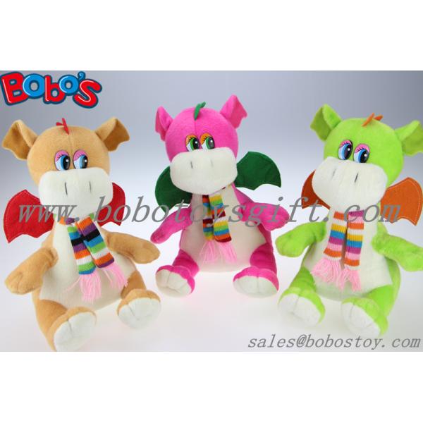 100% Polyester Green Cuddly Plush Dinosaur Toy With Scarf For Kids