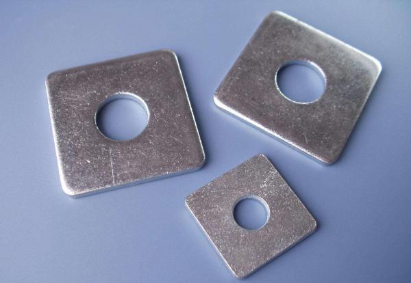 Hot Dip Galvanized Square Plate Washers DIN126 Steel Flat Pad With Round Hole