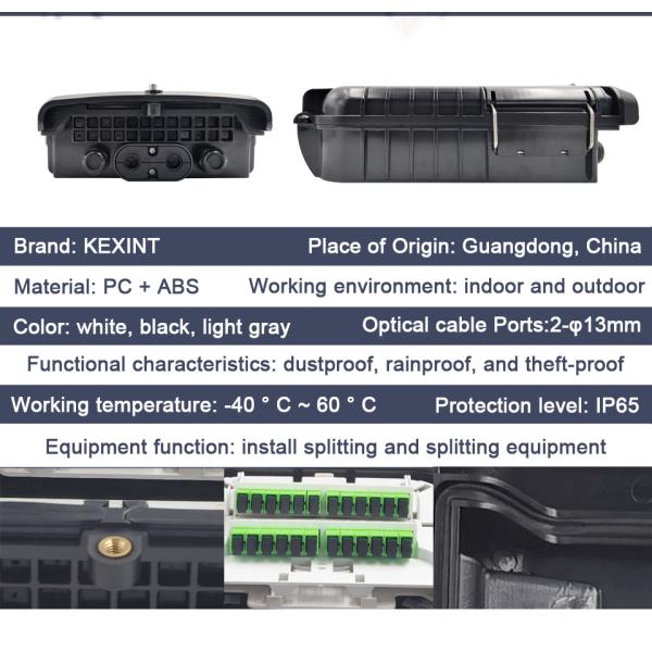 IP65 FTTH 24cores Fiber Optic Distribution Box PC ABS