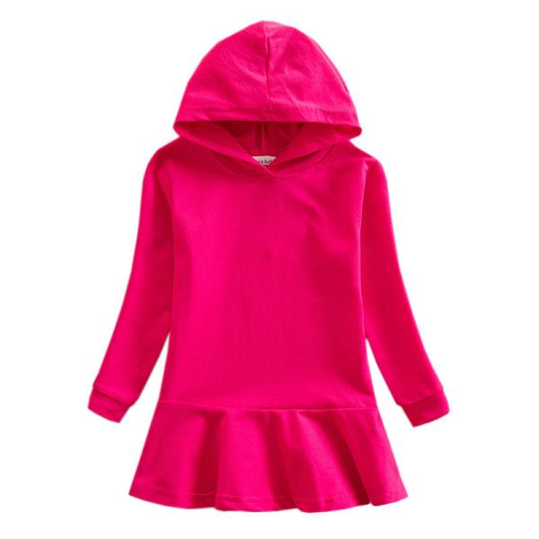 Das crianças feitas sob encomenda do vestido do algodão das meninas da roupa do vestido das crianças vestido encapuçado da camiseta
