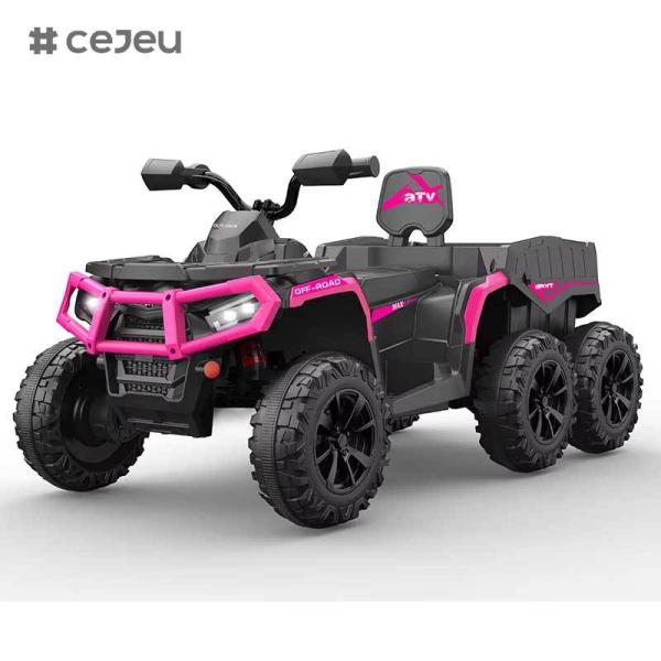 CJ-JC606 Kids Battery Powered Plastic Ride on UTV 4-Wheel Electric Car with Music Lights and Slide Gift
