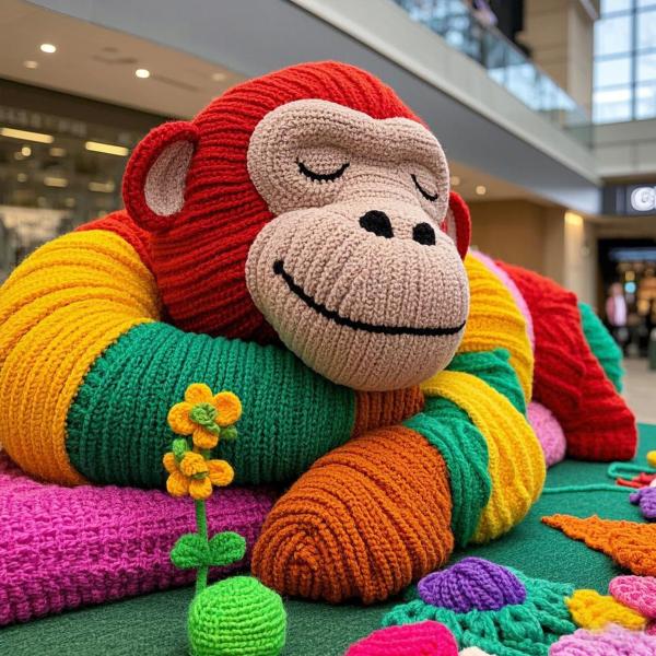 Large Knitted Gorilla Colorful 240CM For Mall Decoration