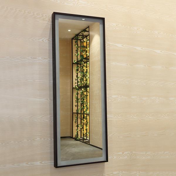 Surface montée cadre en bois miroir pleine longueur avec LED lumière température de couleur 6000K