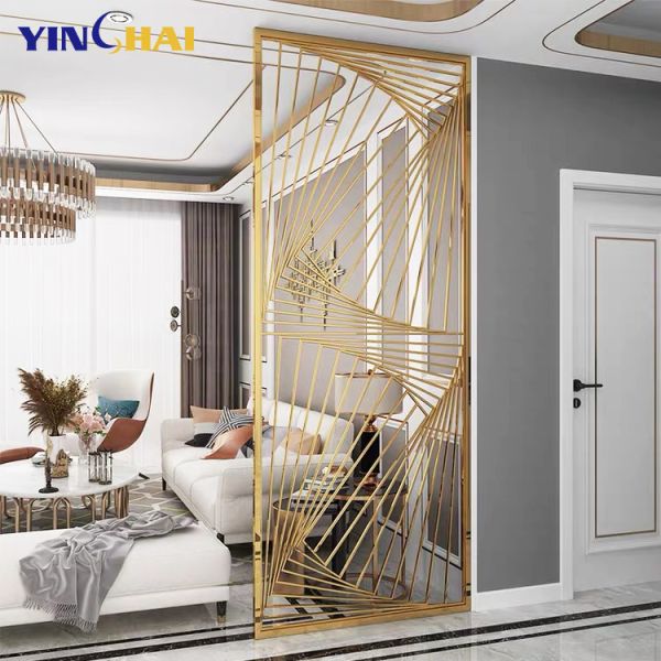 Modern Stainless Steel Screen Partition Decorative Gold Metal Room Divider For Bedroom