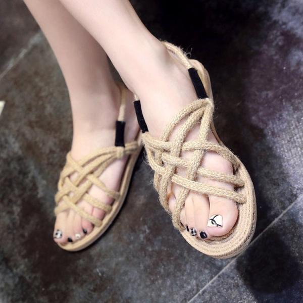 Y-Z Casual Bohemian Fashion Roman Style Arabic Women Ladies slippers Open Toed Sandals Femme Flat Comfortable Sandals