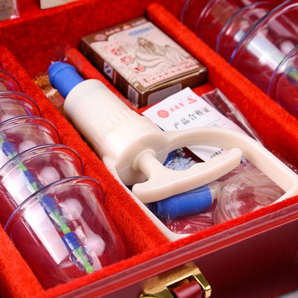 18pcs Magnetotherapy Vacuum Suction Chinese Cupping Set for Whole Body in Leather Gift Box
