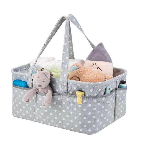 Cotton Canvas Baby Diaper Caddy , Modern Portable Nappy Organiser Caddy