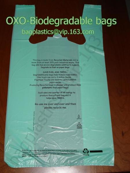 100% Compostable Vest Carrier Plastic Biodegradable Shopping Bag with EN13432, Dog waste Bags on roll, Dispenser bags