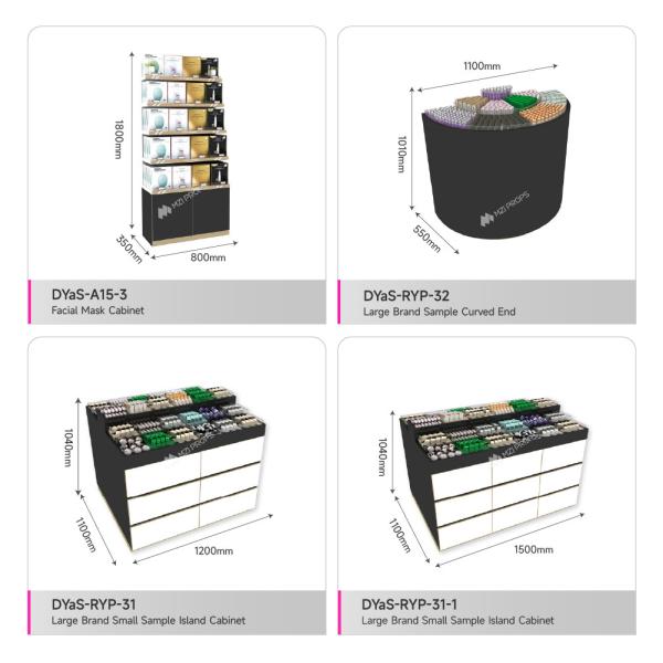 Présentoir de magasin de détail personnalisé pour échantillons et soins de la peau - Îlot pour la conception de magasins de beauté