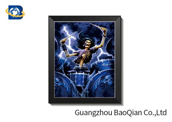 Grimace Theme 3D Lenticular Pictures With Black Plastic Frame / Lenticular Photo Printing
