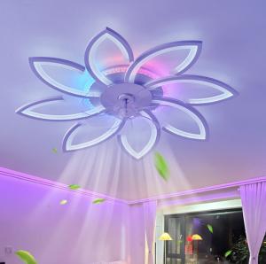 72W Dreaming Colorful Ceiling Fans With Lights , APP Rmt Ctrl Dimmable LED Smart