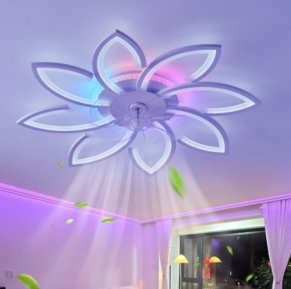 Ventilateurs de plafond colorés avec lumières, APP Rmt Ctrl Dimmable LED Smart Ceiling Fan Light