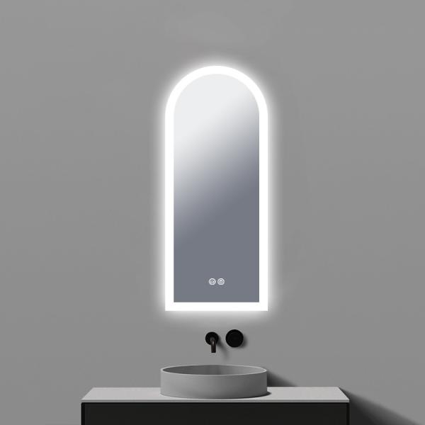 High Definition Bathroom Mirror With Lights Mildew Proof Half Moon Backlit Mirror