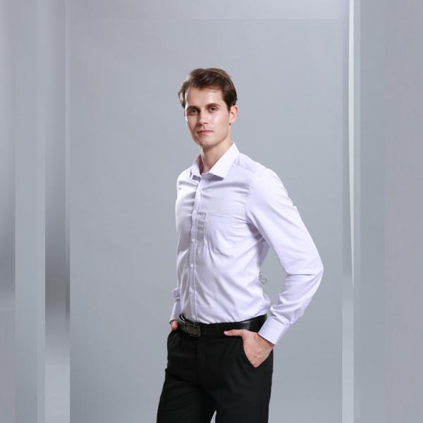 Spring Men Office Work Uniforms Breathable Long Sleeve With Straight Square Collar