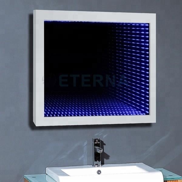 Rétroviseur 3D à l'infini monté sur le mur avec lumières LED et matériel de vis d'installation 1 sac