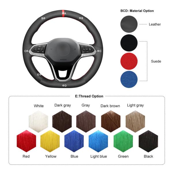 VW Golf 8 Passat Alltrack Passat Variant Atlas 2019-2020 Soft Suede Steering Wheel Cover