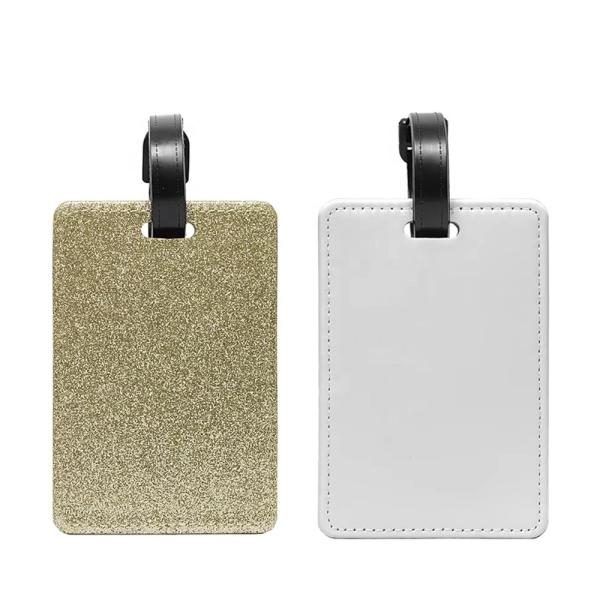 Double Sided Sparkle Custom Leather Luggage Tags For Sublimation Printing