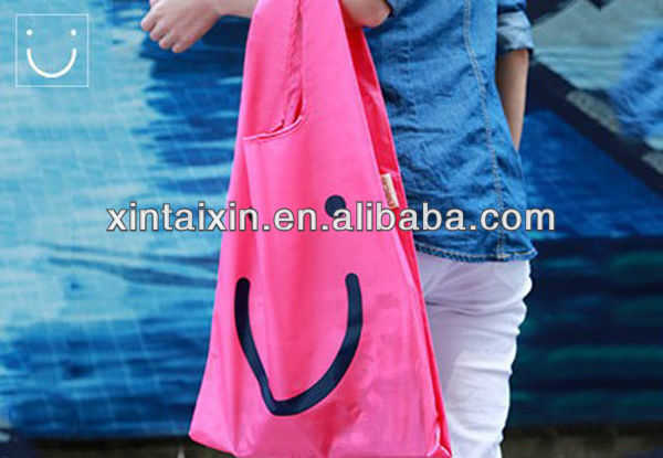low price portable collapsible vest bags  polyester shopping bags folded tote for shopping
