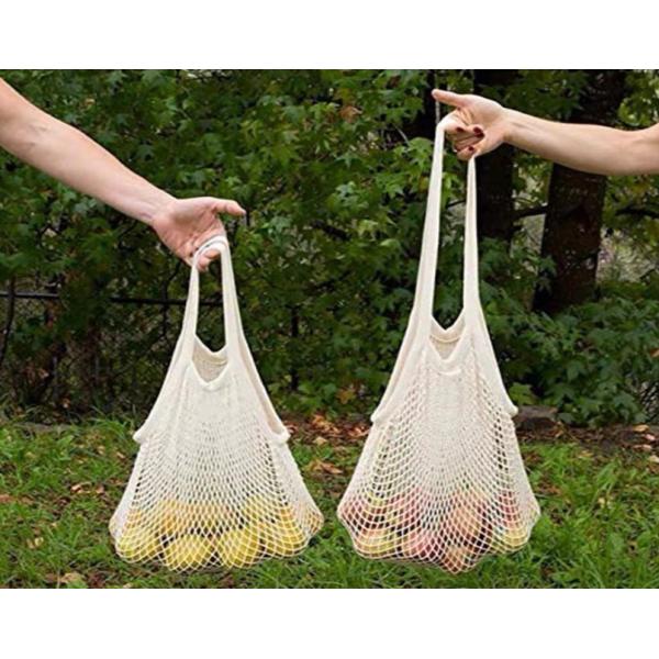 Green Cotton Mesh Vegetable Veggie Reusable Grocery Tote Bag
