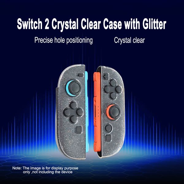 Clear Glitter TPU Case for Nintendo Switch 2 Joy-Cons - Flexible Protective Sleeve