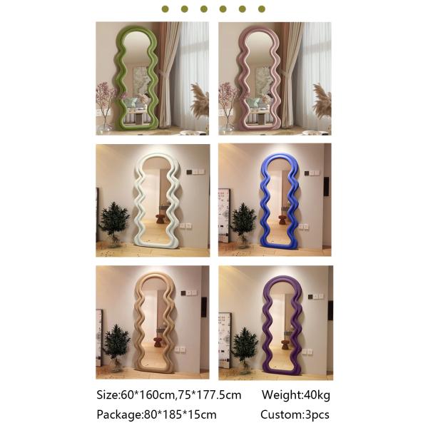 Vertical Large Wavy Floor Length Mirror Full Length 70 Inch