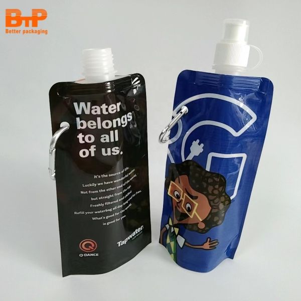 Customized Printed Stand Up Spout Pouch 500ml Juice Packaging Bag Folded the kettle. Mountaineering water bag