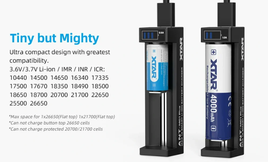 Intelligent Xtar Mc1 Plus Charger Current Selection 18650 26650 Charger Li Ion