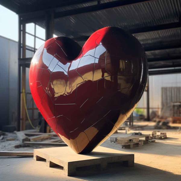 Corazón al aire libre Escultura de acero inoxidable Decoración urbana Resumen