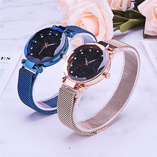 32mm Multi Color Alloy Case Fashion Ladies Fashion Wrist Watch with Magic Mesh Band