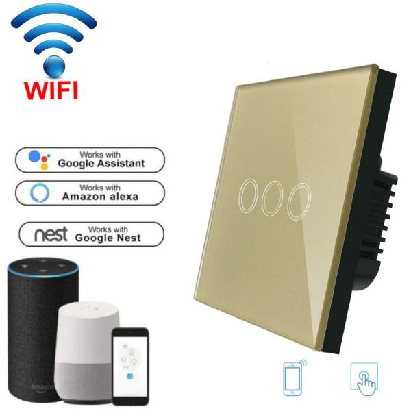 EU Standard Wifi Light Switch Wall Switch Wireless Smart Switch 220v APP Control with Alexa/google home 1/2/3 Gang