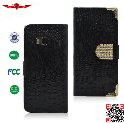 Newest 100% Qualify Luxury Genuine Crocodile Leather Wallet Cover Cases For HTC ONE M8