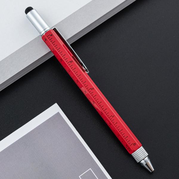 Multifunctional Metal Creative Ballpoint Pen Ruler Screwdriver Touch Screen Gradienter