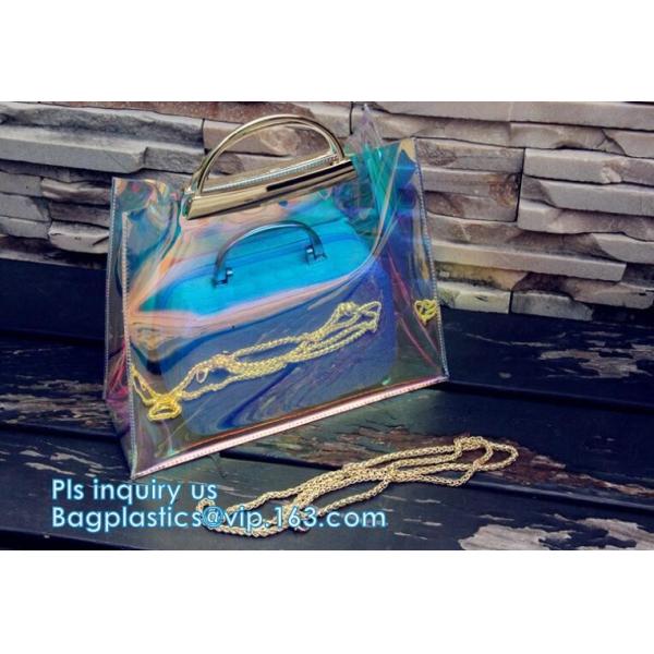 customized clear pvc tote bag handbag, Trendy Lady Handbags with Zipper Handle Shoulder Tote Bag, Envelope Clutch Bag Ha