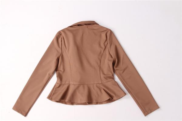 Coffee Color Casual Womens Knit Blazer Jacket 94% Polyester 6% Spandex