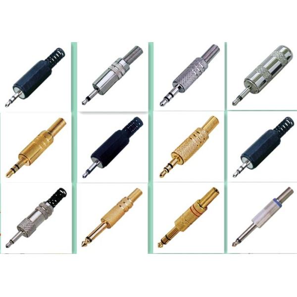 Black RCA Male Connector Solder , 3.5MM Mono Jack Plug With Plastic Cable Protector