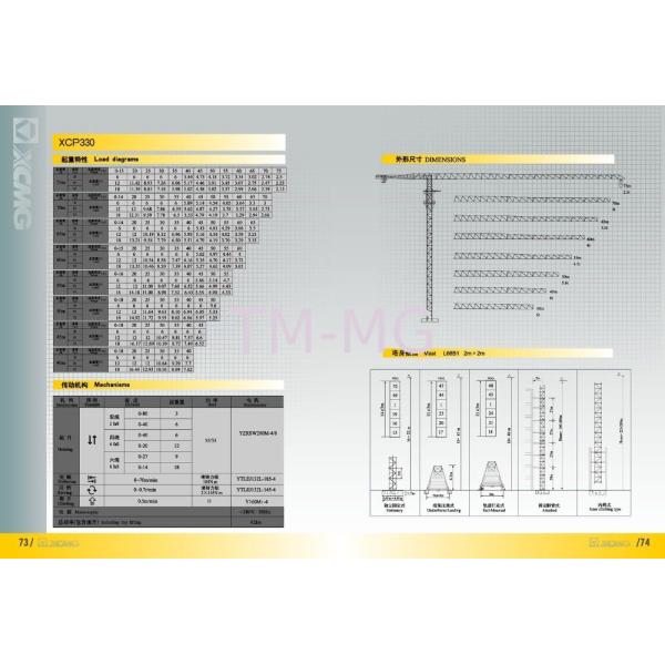 High Efficiency High Rise Construction Cranes , 12TON Luffing Tower Crane XCP330
