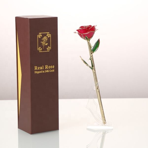 Wholesale  Gold Real Rose 24k Gold Plated Real Natural Rose for Valentine's Day and Christmas Gifts