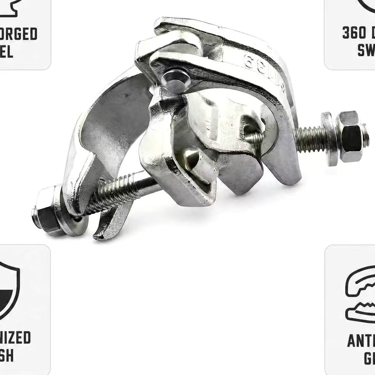 Galvanized Swivel Coupler with 360 Degree Rotation for Scaffolding Tubes in Drop Forged Steel