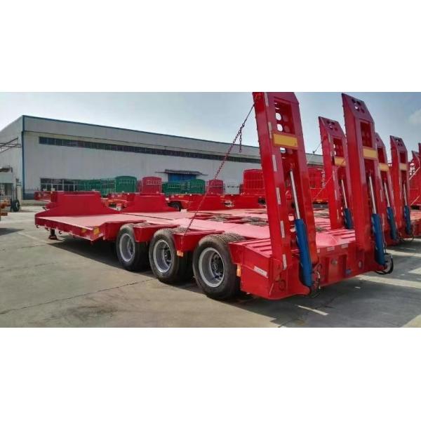 Tri-essieu en acier ou en aluminium 40/45/50/60 tonnes Véhicule de transport lourd à plat bas semi-remorque