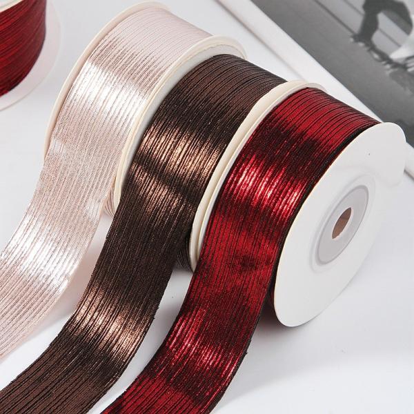 Gold and Silver Striped Hot Stamping Ribbon for DIY Headwear Hair Clips Clothing and Gift Boxes Perfect for Any Occasion