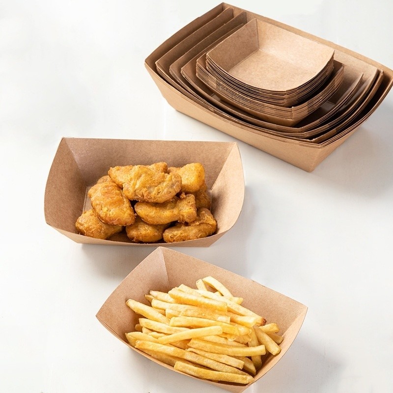 Convenient Return refunds Disposable Kraft Paper Fast Food Trays for French Fries