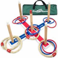 Ensemble de jeu de lancer d'anneaux en bois pour enfants et adultes