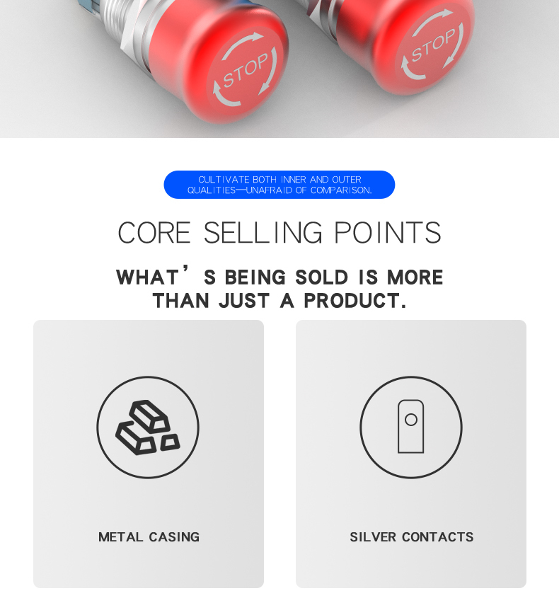 19mm Stainless Steel Metal Emergency Stop Button Switch Self-Locking Mushroom Head Equipment Power Emergency Cutoff